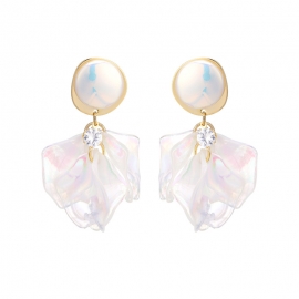 Korean temperament earrings super fairy sweet ol wind earrings aurora mother-of-pearl tassel laser 925 silver needle net red earrings