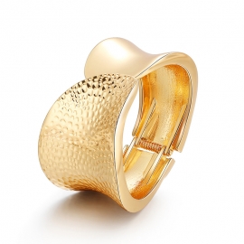 European and american summer popular new gold-plated bracelets asymmetrical leaf shape unilateral polka dot embossed wide side bracelet