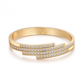 Classic all-match multi-layered bracelet asymmetrical stacked diamond gold-plated bracelet