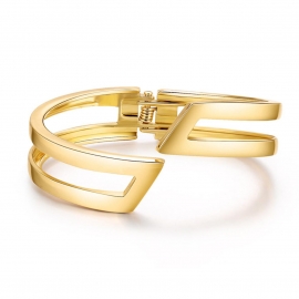 Summer new european and american popular jewelry gold-plated bracelet geometric symmetry hollow minimalist opening boutique bracelet