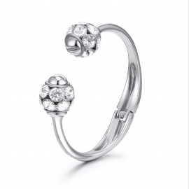 European and american jewelry retro minimalist smooth round head diamond open bracelet ladies light luxury jewelry gold-plated bracelets