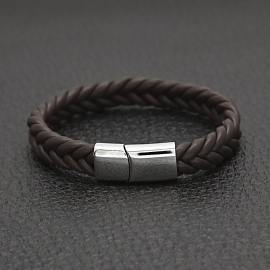 Rock fashion european and american new stainless steel hand-woven bracelet high quality lambskin mens bracelet