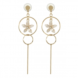 Korean version of fashion hot sale explosive goddess earrings long petal flower earrings female s925 sterling silver earrings