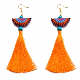 European and american fashion all-match temperament earrings creative embroidery long tassel earrings women aliexpress new jewelry