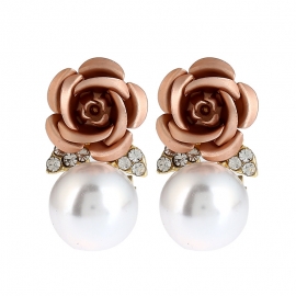 Fashion new european and american trend earrings, diamond-studded tin flower pearl pendant earrings, womens pearl earrings small jewelry