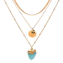 European and american hot-selling blue fresh imitation natural stone multi-layer detachable mix and match combination choker clavicle necklace