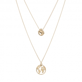 European and american creative models imitation 18k gold pea card neck world map travel ladies multi-layer necklace factory direct sales