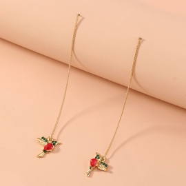 European and american cross-border new hot-selling jewelry, long earrings, small bird wings and diamonds, cute small fresh earrings, women