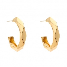 European and american cross-border new exaggerated c-shaped multilateral section metal texture earrings fashion street style temperament earrings women