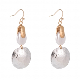 Korean retro hit color circle ear hooks, creative two-tone cold wind earrings, temperament round circle creative european and american earrings