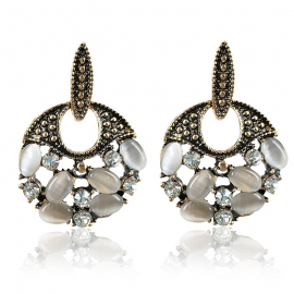 Retro opal earrings wild new bohemian european and american hollow earrings