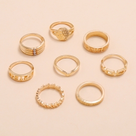 European and american bohemian rings fashion retro foreign trade jewelry personality hand ornament 8 piece set joint ring wholesale