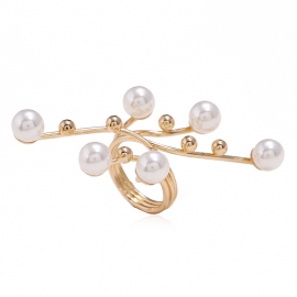 European and american fashion trend pearl geometric ring, personality exaggerated creative ring