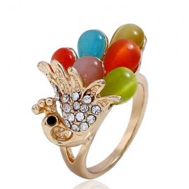 Ring ring womens jewelry wholesale japan and south korea fashion exquisite color peacock opal ring