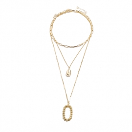 European and american fashion temperament three-dimensional ring necklace net red simple geometric necklace