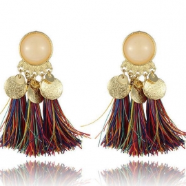 Cross-border european and american exaggerated alloy resin tassel earrings bohemian style earrings earrings wholesale