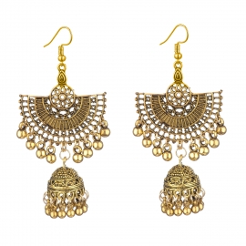 Fan-shaped hollow bell indian style personalized earrings