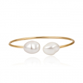 European and american cross-border jewelry, minimalist style, versatile adjustable jewelry, simple and special-shaped pearl open bracelet female