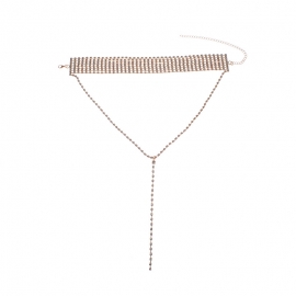 European and american cross-border fashion jewelry, popular element necklace, diamond-studded multi-layer tassel necklace, necklace