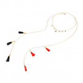 European and american original multi-element street shooting simple necklace star tassel pendant multi-layer long necklace