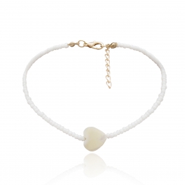 European and american cross-border jewelry, short, niche rice bead necklace for women, original scallop heart-shaped new beaded necklace