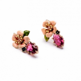 High sense of niche earrings temperament wild enamel glaze earrings sen series girl super fairy flower earrings