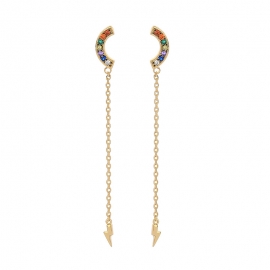 Colorful crystal tassel lightning earrings female temperament korean fashion trend ladies earrings