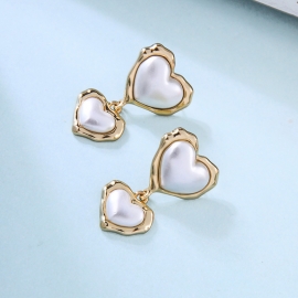 S925 silver needle fashion jewelry temperament simple heart-shaped alloy earrings female european and american trendy earrings