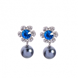 Niche design flower diamond pearl earrings earrings women european and american style fashion temperament commuter earrings