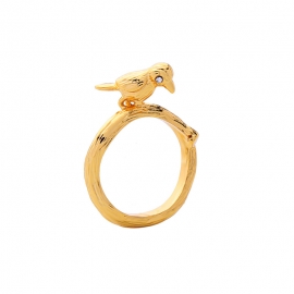Creative retro cute bird inlaid diamond ring female japanese and korean fashion jewelry trendy same style