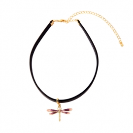 Small fresh enamel oil dripping dragonfly pendant necklace female european and american college style choker collar female