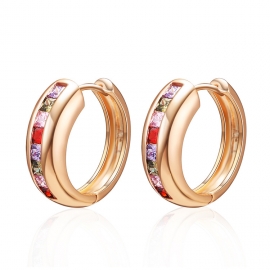 Cross-border european and american earrings 14k gold-plated earrings inlaid with colorful zircon earrings rings ladies fashion earrings wholesale