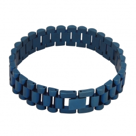 European and american mens hip-hop stainless steel 1.5cm watch chain royal blue gun black bracelet color preservation plating tank chain