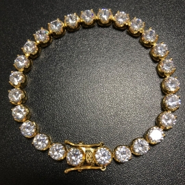 Aliexpress new hip-hop pvd color-preserving electroplating mens stainless steel curved claw set 6mm zircon bracelet