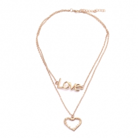 Cross-border hot-selling jewelry fashion all-match letter love love pendant double necklace