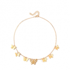 Fashion trendy all-match womens hollow butterfly pendant necklace