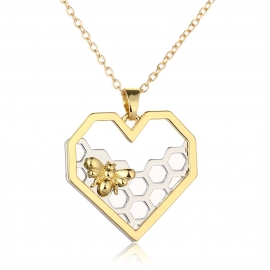 Fashion boutique heart-shaped honeycomb accessories real gold bee necklace factory outlet animal pendant