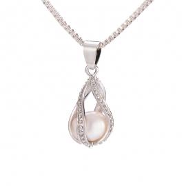 Openable hollow spiral drop natural oyster pearl necklace mermaid twisted pendant accessory