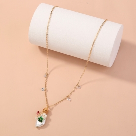 European and american hot-selling accessories, simple and versatile special-shaped pearl multi-color natural stone pendant single-layer necklace necklace female