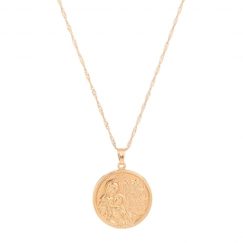 European and american ins cold wind round embossed portrait pendant fashionable simple and elegant single-layer necklace mothers day gift