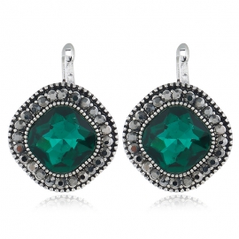 Retro alloy diamond round corner square geometric crystal earrings simple and versatile european and american fashion trends