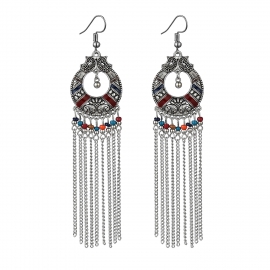 Bohemian hot-selling long alloy chain tassel earrings retro ethnic style earrings earrings