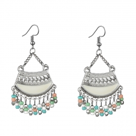 European and american new exaggerated tassel earrings, ethnic style earrings jewelry, dripping rice beads personalized earrings wholesale