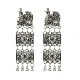 Peacock three-layer carved indian style exaggerated personality tribal performance earrings