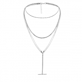 European and american cross-border jewelry, simple and fashionable geometric necklace for women, multi-element chain, multi-layer metal pendant necklace