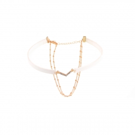 European and american cross-border exclusive jewelry, popular all-match element necklace, diamond-studded v leather multi-layer necklace, women