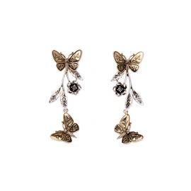 Design stud earrings female retro dark punk earrings personality forest wild long butterfly earrings