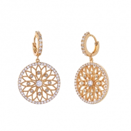 Hollow flower zircon inlaid diamond earrings female temperament japanese and korean fashion trendy super fairy earrings