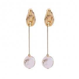 Personality geometric alloy earrings fashion net red long face thin earrings all-match pearl earrings women