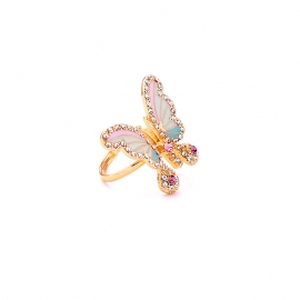 Enamel dripping oil cute small fresh butterfly diamond ring female korean fashion temperament net red accessories
